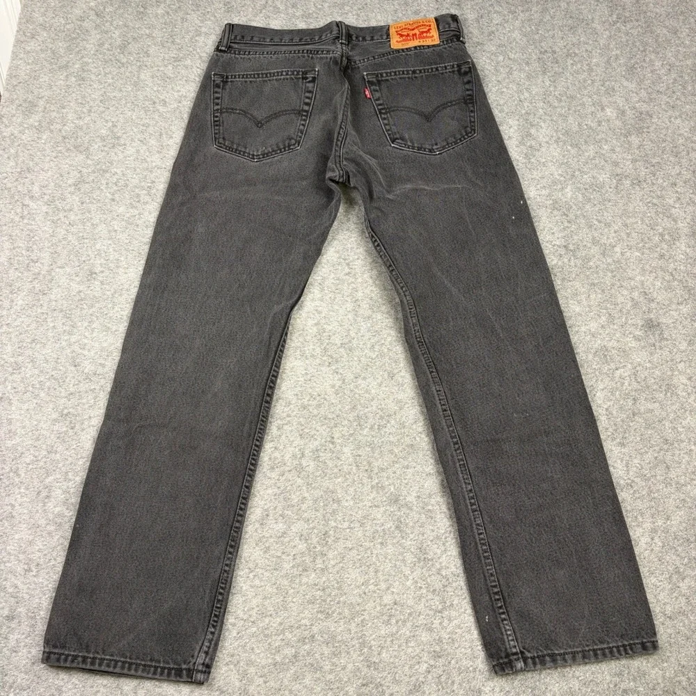 Levi's 505 Straight Leg Jeans‎ Mens 33x32 Faded Black Distressed Denim Workwear